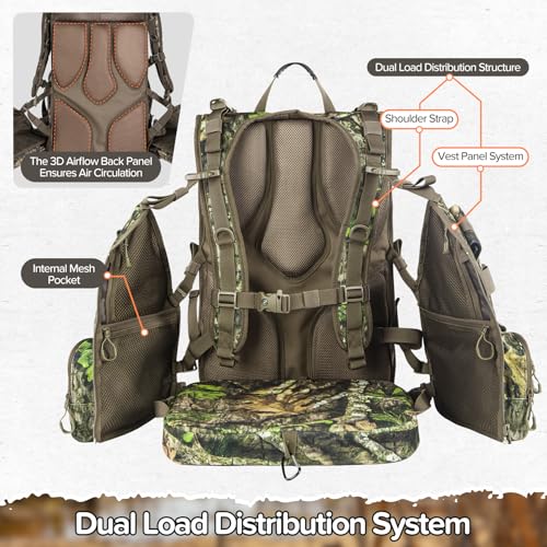 image for BLISSWILL Turkey Hunting Vest backpack with Seat,Adjustable Camo Vest 