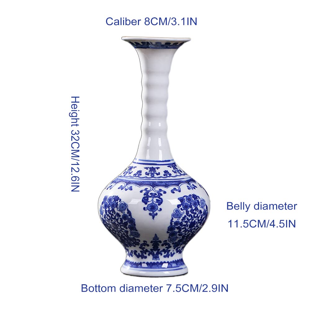 Amazon.co.jp: 青と白の磁器の花瓶 クラシックな陶器の花瓶 室内