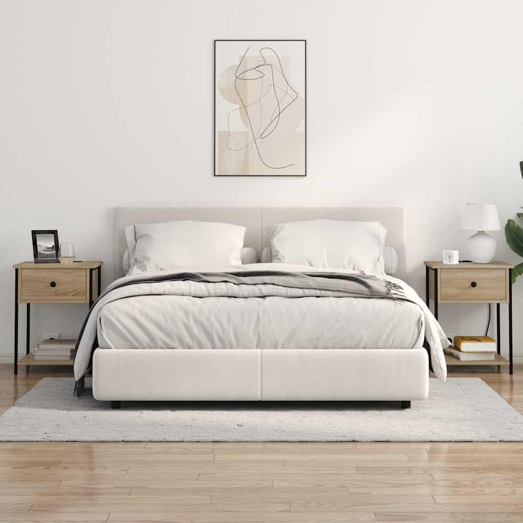 Armadio da Notte Rovere Sonoma in Legno Ingegnerizzato con Stazione di Ricarica e Cassetto, 42 x 41 x 56 cm, Mobiletto Salvaspazio per Camera da Letto e Soggiorno