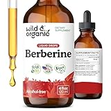 Wild & Organic Berberine Drops 500mg - Liquid Berberine Supplement HCL for Overall Support - Pure Extract Tincture - Vegan, Alcohol & Sugar-Free - 4 fl oz