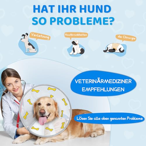 Supet Hundekragen Erholungshalskrause für Hunde zur Verhinderung des Leckens,Verstellbarer weicher elisabethanischer Hundekragen für große, mittlere und kleine Hunde mit weichem Schutzrand