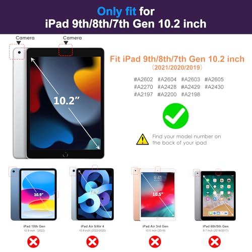 Image of DTTO for iPad 9th /8th /7th Generation 10.2 inch Case 2021 /2020 /2019 with Keyboard, 7 Colors Backlit Wireless Detachable Keyboard Premium Leather Folio Cover with Pencil Holder & Pocket, Dark Purple
