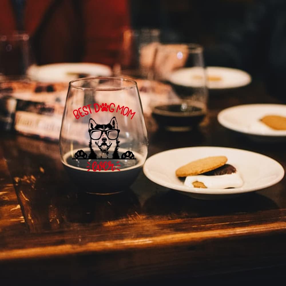 Perfectinsoy Cute Husky Dog Wine Glass with Gift Box - Dog Mom Ever - Dog Lover Gifts for Women Mom Aunt Grandma - Mother's Day Gifts for Husky Dog Mom - Image 4