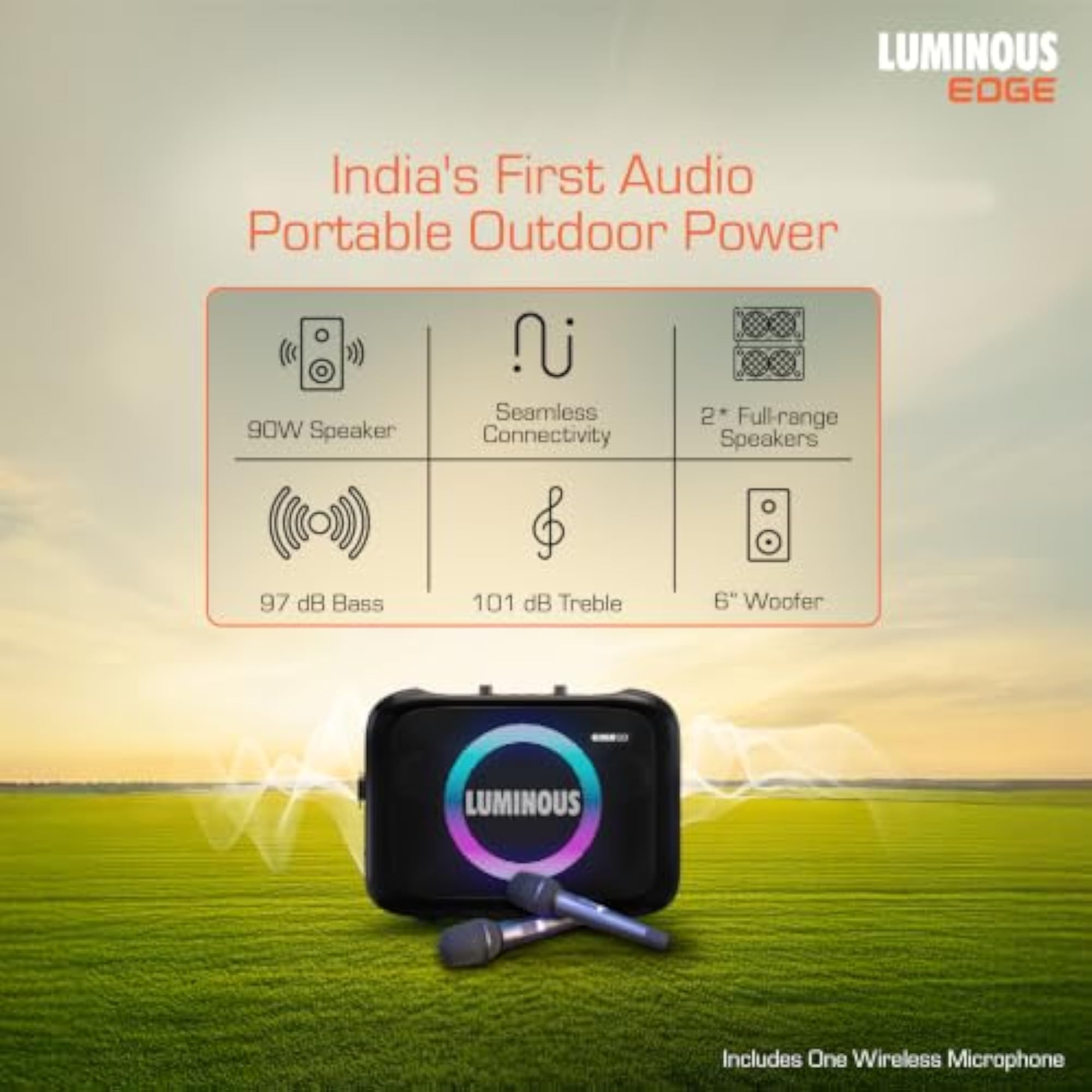 Edge GO 1500 Portable Power Station with Bluetooth Speaker, 1200W Output