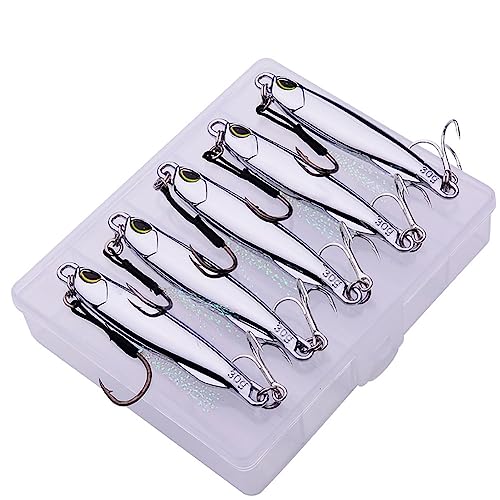 Naiveferry 5Pcs Fishing Lures, Stainless Steel Metal Fishing...