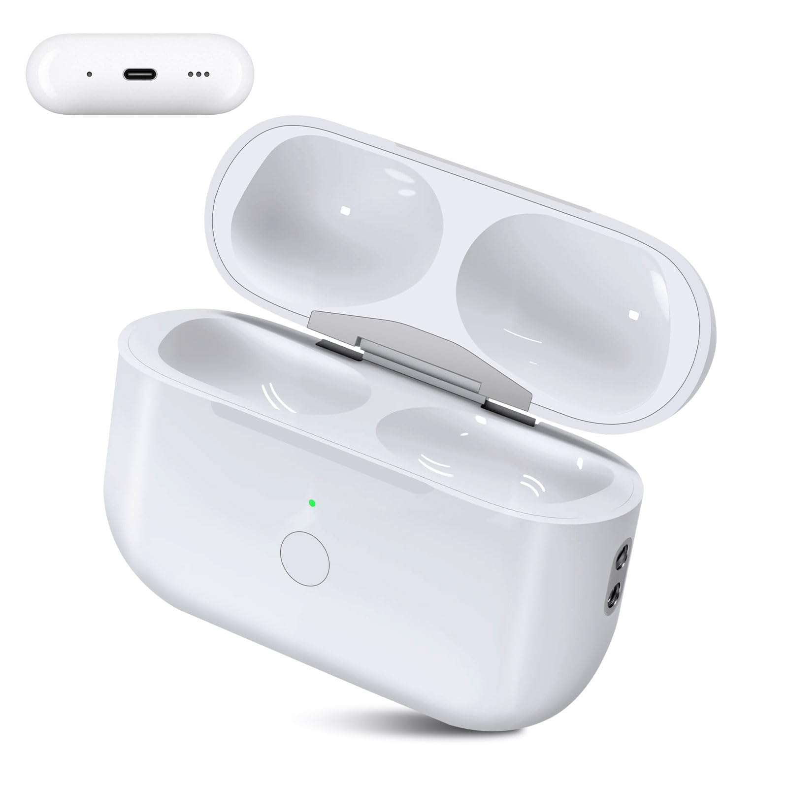 Kompatibles Ersatz-Ladecase für für Air-Pods Pro 1. & 2. Generation – Ladecase mit 680mAh Akku, Bluetooth-Pairing & Synchronisationstaste (Ohne Ohrhörer)