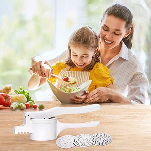 Foto von Kartoffelpresse Kartoffelpresse Ergonomischer Drehgriff Hand für Kartoffelpüree weiß