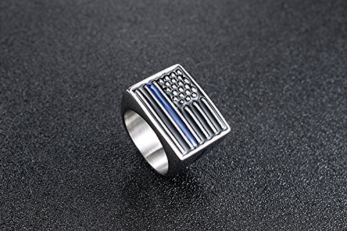 Jajafook Men's Vintage Stainless Steel Band Ring American Flag Signet Biker Punk Ring #TOP4