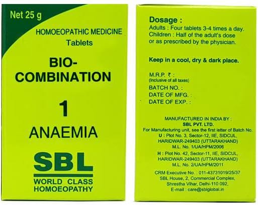 SBL's Bio-Combination 1 Anaemia Tablet - 25 gm (Pack of 2)