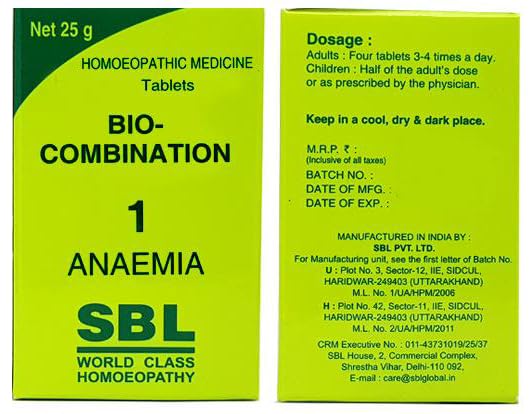 SBL's Bio-Combination 1 Anaemia Tablet - 25 gm (Pack of 2)