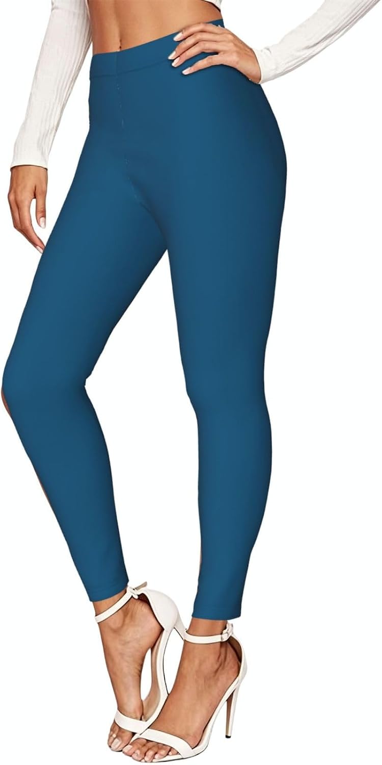 Indigo Stretch Leggings,Opaque Printed Elasticity Pants for Workout