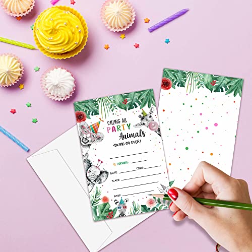 Yqv Jungle Safari Animals Birthday Invitations, Calling All Party Animals, 20-Count Birthday Party Invitations With Envelopes, Wild Animals Birthday Party Decorations And Supplies-Hbyqk-A33 #TOP2