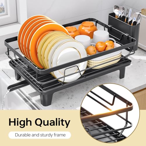TOOLF Dish Drying Rack, Small Dish Racks for Kitchen Counter, Stainless Steel Sink Organization and Storage Essentials with Cutlery Holder, Dish Drainer, Home and Appartment Decor, Black by TOOLF - Image 7