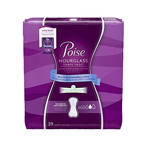 Poise Hourglass Pads, Maximum, 39 Count (Pack of 4)