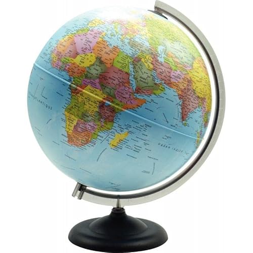 SAFETOOL Globe géographique non lumineux, diamètre 30 cm, cartographie politique, pied et méridien noir