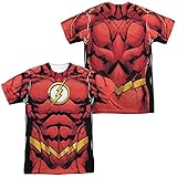 Popfunk JLA Flash 52 Unisex Adult Sublimated Costume T-Shirt - (Front/Back), Large Multicolor