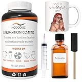 Sublimation Coating - 250ml Universal Coating Kit for Mugs, Tumbler, Ceramics, Wood, Glass, Metal - Sublimation Liquid Coating, Durable, High Gloss Finish - Sublimation Supplies and Accessories Kit