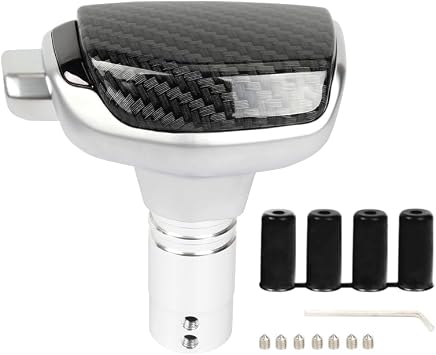 Gear Shift Knob, PU Leather Metal Automatic Car Gear Stick Shift Knob,Carbon Fiber Pattern