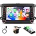 2G+64G Android 15 2 Din Car Stereo for VW Golf 5 MK5 MK6 Passat B6 Polo with Wireless Carplay Android Auto, GPS Navi WiFi 7 Inch Touch Screen Bluetooth Car Radio FM/RDS + Reverse Camera Mic