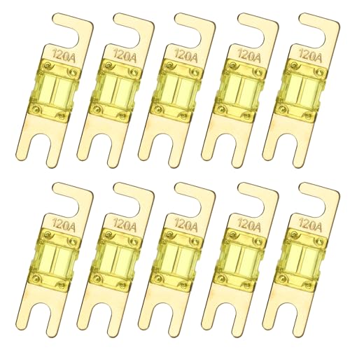QUARKZMAN 10Pcs 120A 125V Mini ANL Fuse Remplacement Protection Electrique Electronique Fusible Lame Pour Automotive Marine Audio Video System