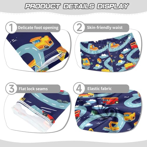 ALAZA Girls' Leggings Children's Yoga Pants Skinny Printed Dance Blue Road Truck Comfortable 4T2