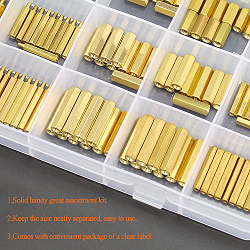 Helifouner 420 Pieces M2 M2.5 M3 Male Female Hex Brass Spacers Standoffs Screws Nuts Assortment Kit With A Tweezers #TOP5