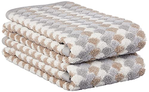 Violet Linen Mirage Pattern, 100% Terry Plush 600 GSM Cotton Super Soft Highly Absorbent Jacquard Fashion Towel, Premium Hotel & Spa Quality, 20 Inch X 30 Inch, Taupe-Set of 2 Hand Towels, 20 X 30
