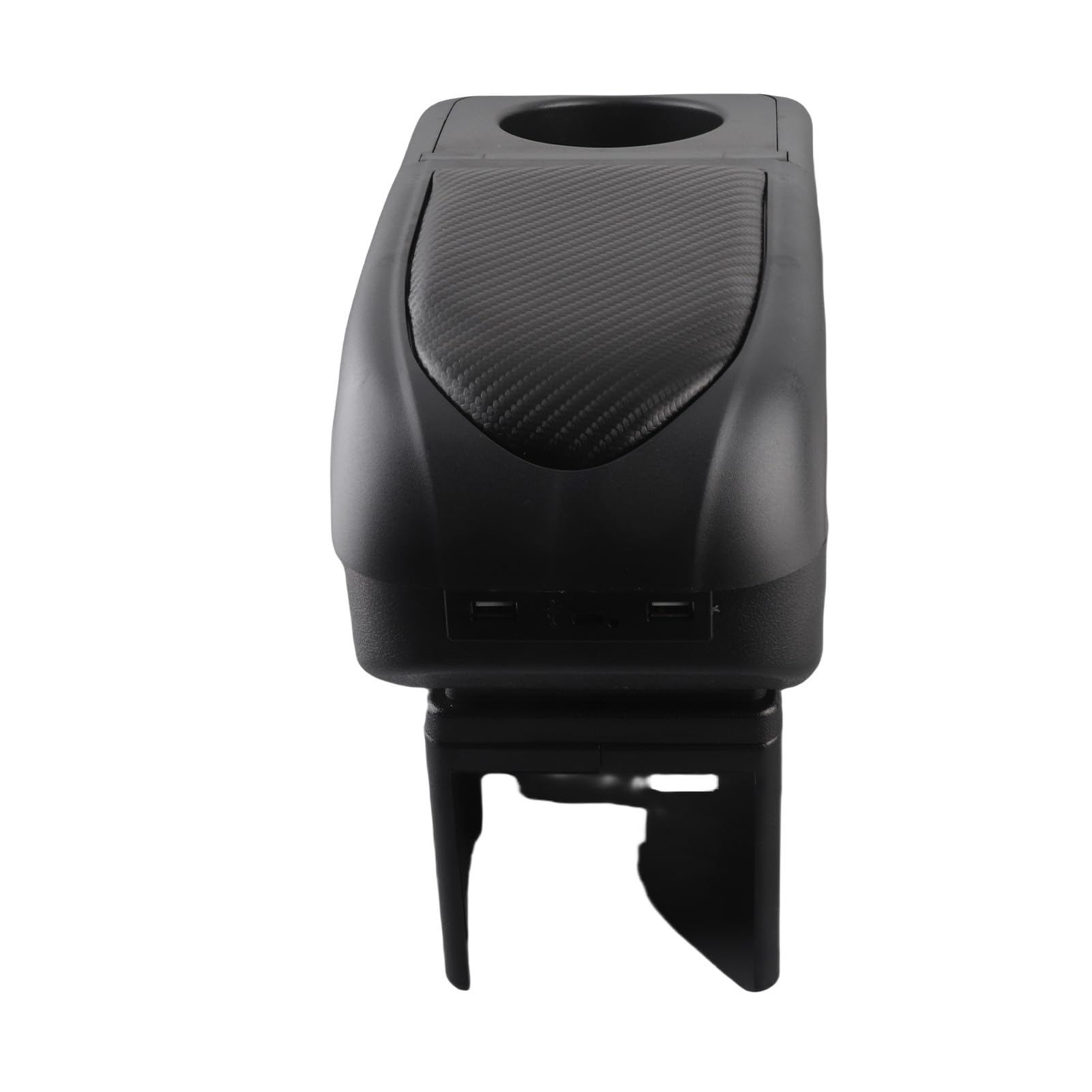 Consola con Reposabrazos Deslizante Ajustable |Organizador Premium de ABS de Doble Capa con 6 Puertos USB (Black)
