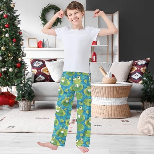 Boy's Pants Blushing Frog Jogger Pants Elastic Waist Long Bottoms Trousers with Pockets 6-14 Years2