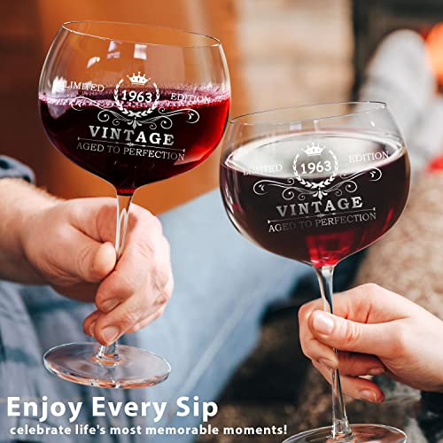 60Th Birthday Gifts For Women,1963 Vintage Wine Glass - 60Th Birthday Gift Ideas For Her Mom Best Friend Sister Aunt 60 Year Old Woman Bday Presents,60Th Anniversary Sixty Birthday Decorations #TOP5
