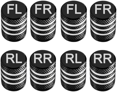 Tire Valve Stem Caps Set of 8 Laser-Engraved Aluminum Car Tire Caps