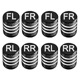 Pitlane Performance® Tire Valve Stem Caps (8 Pack) Aluminum Premium Schrader Valve Covers with Seal, Corrosion Resistant Durable Protection Cars, SUVs, Motorcycles, Bicycles (Labeled FR FL RR RL)
