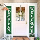 Anpatio St. Patrick's Day Decorations Banner with Rod and Ribbon 12 x 71 Inch Irish Party Shamrock...