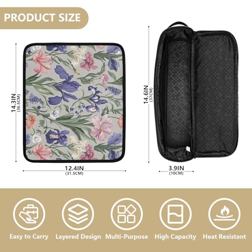 Bolsa de Viaje para Herramientas de Pelo Resistente al Calor Gris con Diseño Floral Spring Flowers miniatura 4