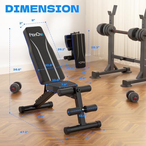 Image of FitinOne Adjustable Folding Weight Bench for Home Gym, 660 lbs Capacity Multi-Functional Workout Bench Sturdy Durable for Full Body