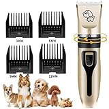 Retoo Leise Hundeschermaschine Profi mit 4 Aufsätze, Schermaschine Hund Katze Tierhaarschneidemaschine Elektrische Hundetrimmer Schnurlosen Haarschneidemaschine Tierhaarschneider
