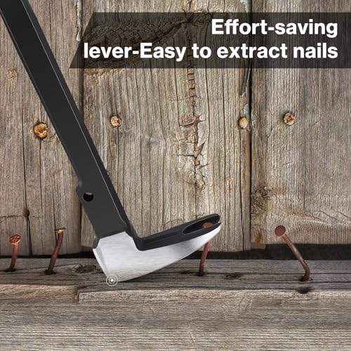 Lytool 14" Nail Puller & Cats Paw Pry Bar, Heavy Duty Cat's Claw Nail Remover with Forged CR-V Steel, Angled Chisel Tip & Non-Slip Grip for Home Renovation, Woodworking & DIY Projects - Image 3