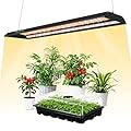 LPMZMBL 60W LED Grow Lights for Seed Starting, 2ft Hanging Full Spectrum Seedling Lights Grow Lights for Indoor Plants, 4/8/12H Timer and 10 Dimming Levels, Height Adjustable and Energy Efficient