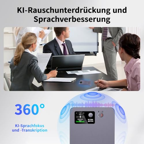 KI Digitales Diktiergerät, PlayDen 64G Diktiergerät für Vorlesungen, Meetings und Telefonate, KI-Transkription & Zusammenfassung, Unterstützung für 152 Sprachen, App-Steuerung und über 27 Vorlagen