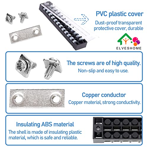 ElvesHome Blocos de Terminais 12 Posições 62 Peças Conjunto, Bloco de Terminais de Parafuso com Cone