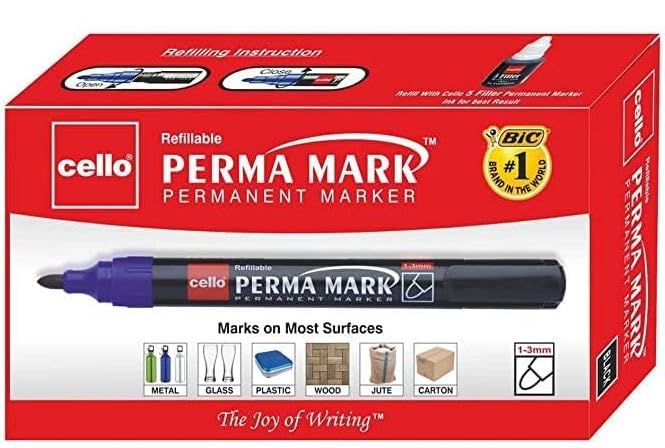 Cello Perma Mark Permanent (Black) Bold Marker (count of 10)(pack of 10)