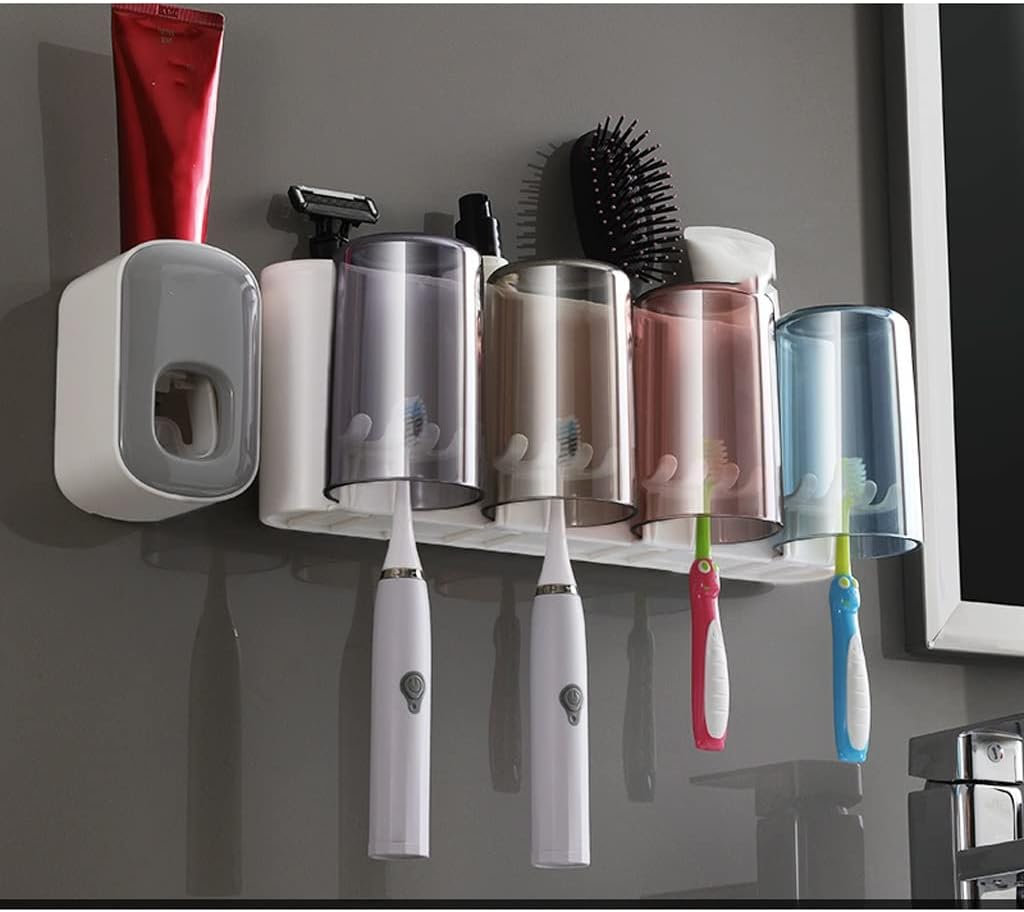 Toothbrush Rack Free Punching Mouthwash Cup Hanging Wall Bathroom Wall-Mounted Shelf Electric Home Hanger