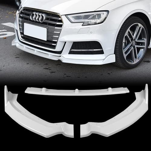 3 Pieces Front Bumper Lip Spoiler Splitter Side Body Kit Trim Protection Compatible with 2017-2020 Audi A3 S3 Premium Plus/S-Line Bumper, 2018 2019 (Painted Carbon Style)