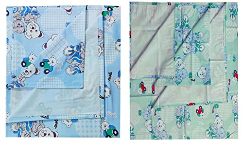 Image of EcoSoft Plastic Sheet,PVC Sheet for Kids,Rubber Sheet for Babies,Bed Wetting Protector(90 x 135 cm) (Bear Blue & Green)