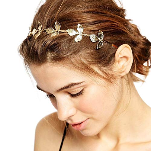 Edary Leaf Headband Gold Hair Band Hair Hoop Wedding Headpiece Hair Accessories for Women and Girls.
