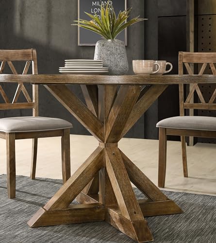 Image of 47.25 inch Round Dining Table, Modern Farmhouse Kitchen Table for 4-6 People, Easy to Assemble Table Only