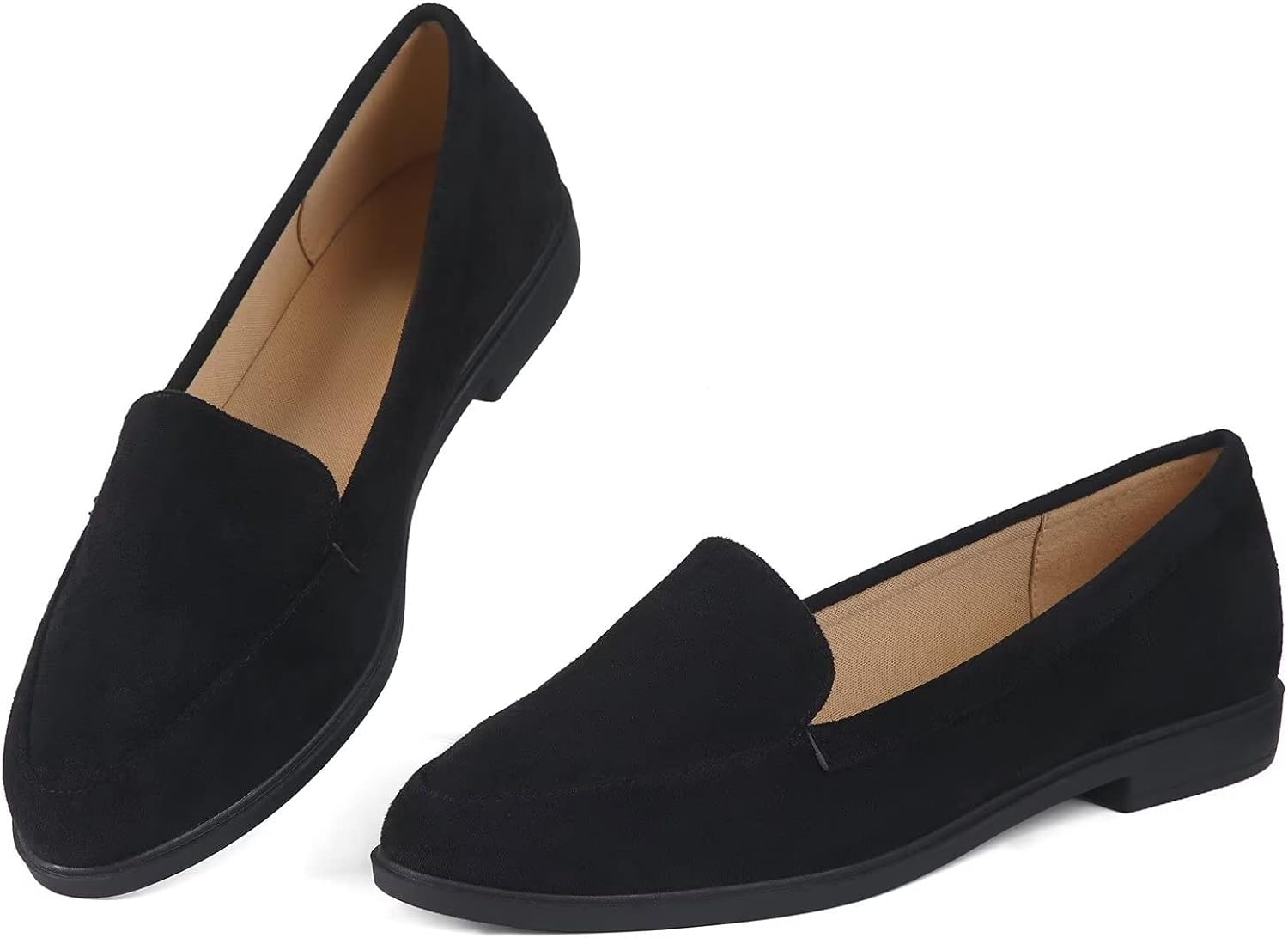 MUSSHOE Flats Shoes Women Slip-on Flats for Women Dressy Comfortable Loafers for Women 8 Black