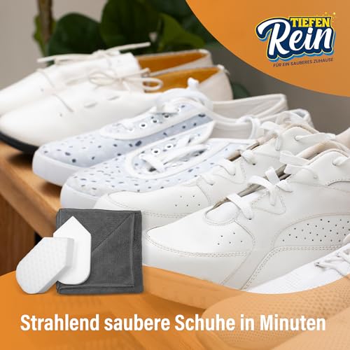 Premium Schmutzradierer Schuhe | 4 Stück Sneaker Reiniger Weiß - Radierschwamm mit 2,5X höherer Haltbarkeit | Zauberschwamm und Sneaker Cleaner | Schuhschwamm als Schuhputzset & Schuhreiniger