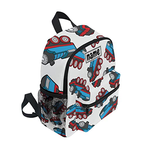 Custom Kid's Name Backpack, Cartoon Train Toddler Backpack for Daycare Travel Personalized Name Preschool Bookbag for Boys Girls2