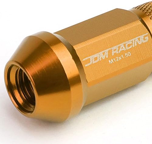 Orange Aluminum M12 x 1.50 25MM Diameter/50MM Height Open Knurled Top Acorn Tuner 20 Piece Lug Nuts